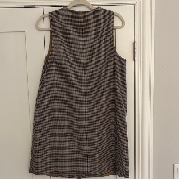 Maeve Brown Checked Button-Front Sleeveless Mini Dress - Picture 3 of 3